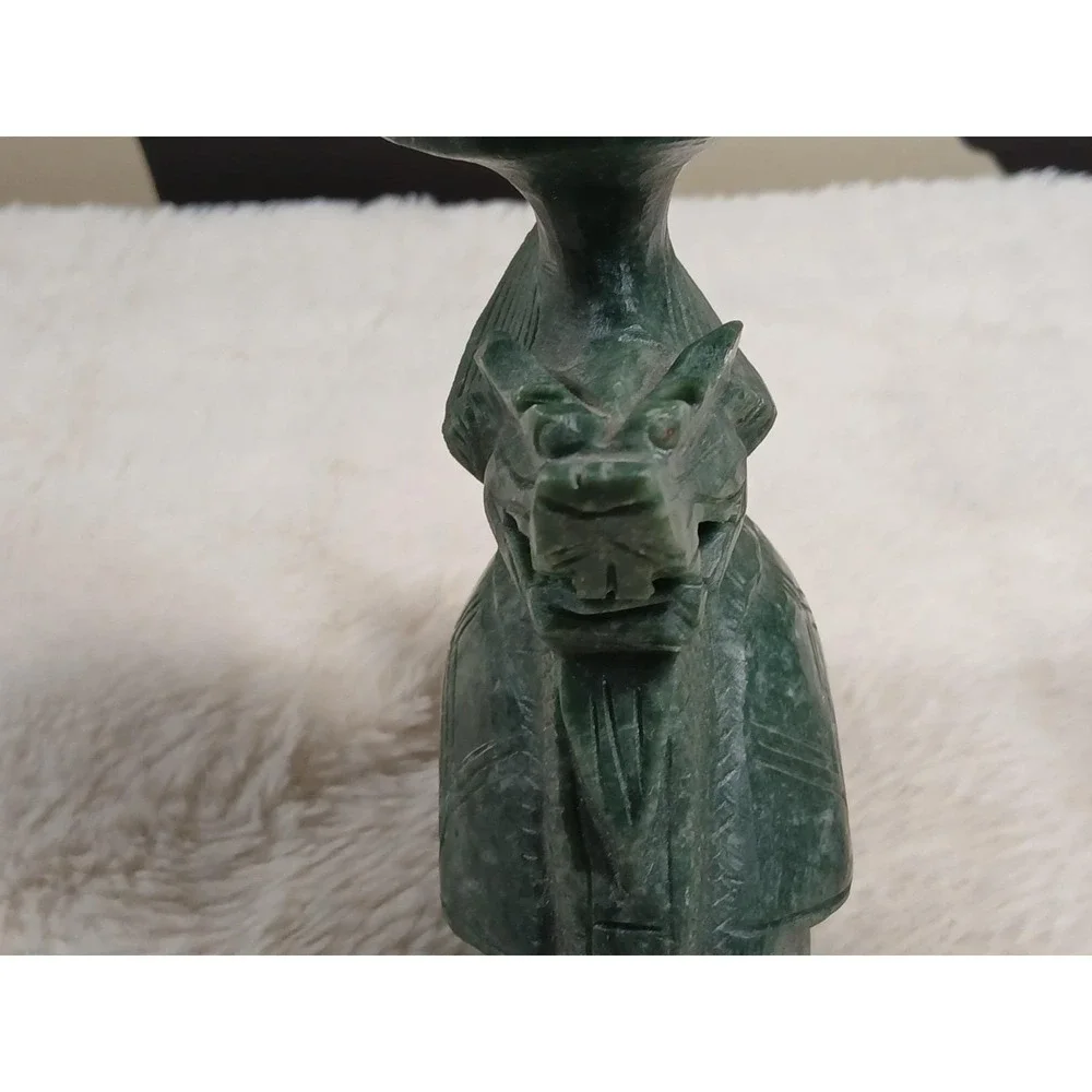 Vintage Chinese Hand-Carved Green Stone Dragon Turtle Candle Holder /‎ Incens